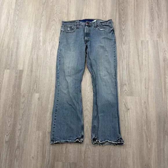Vintage Levis 527 Low Boot Cut Jeans Men's 34x30 Blue Faded Cowboy Western y2k - Picture 2 of 16